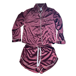 Stars Above Satin Pajama Set - Deep Red